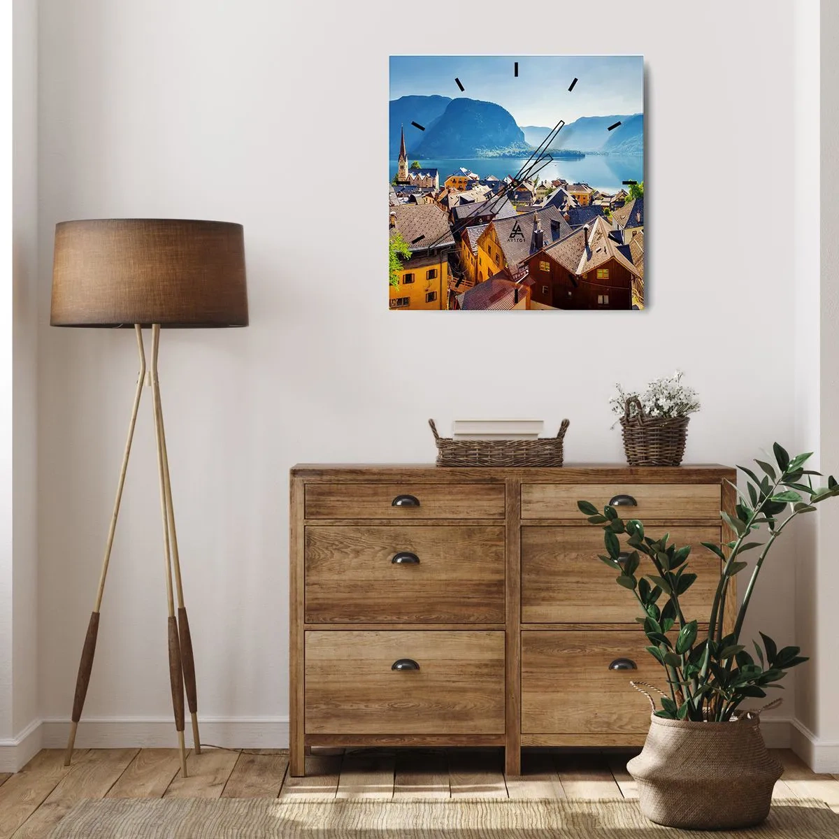 Väggklocka - Klocka på glas - Mera pittoreskt blir det inte - 40x40 cm