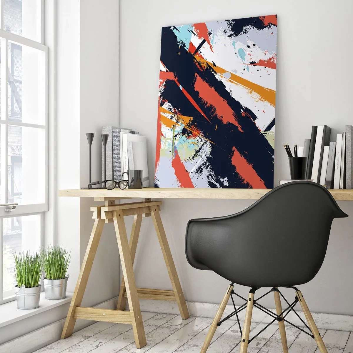 Glastavla - Bild på glas - Dynamisk komposition - 50x70 cm