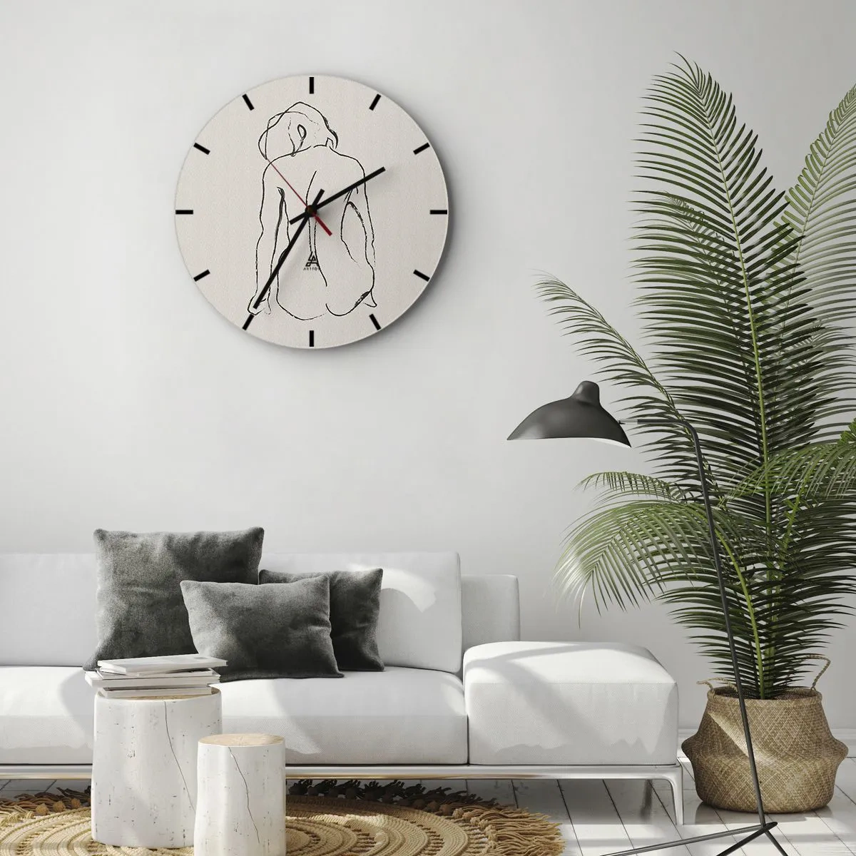 Väggklocka - Klocka på glas - Naken flicka - 40x40 cm