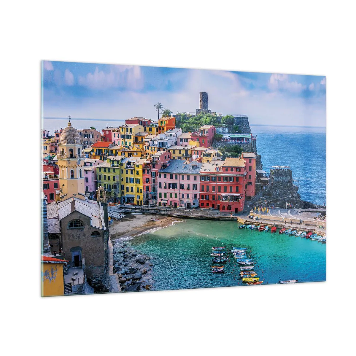 Glastavla - Bild på glas - Magisk stad i Medelhavet - 100x70 cm