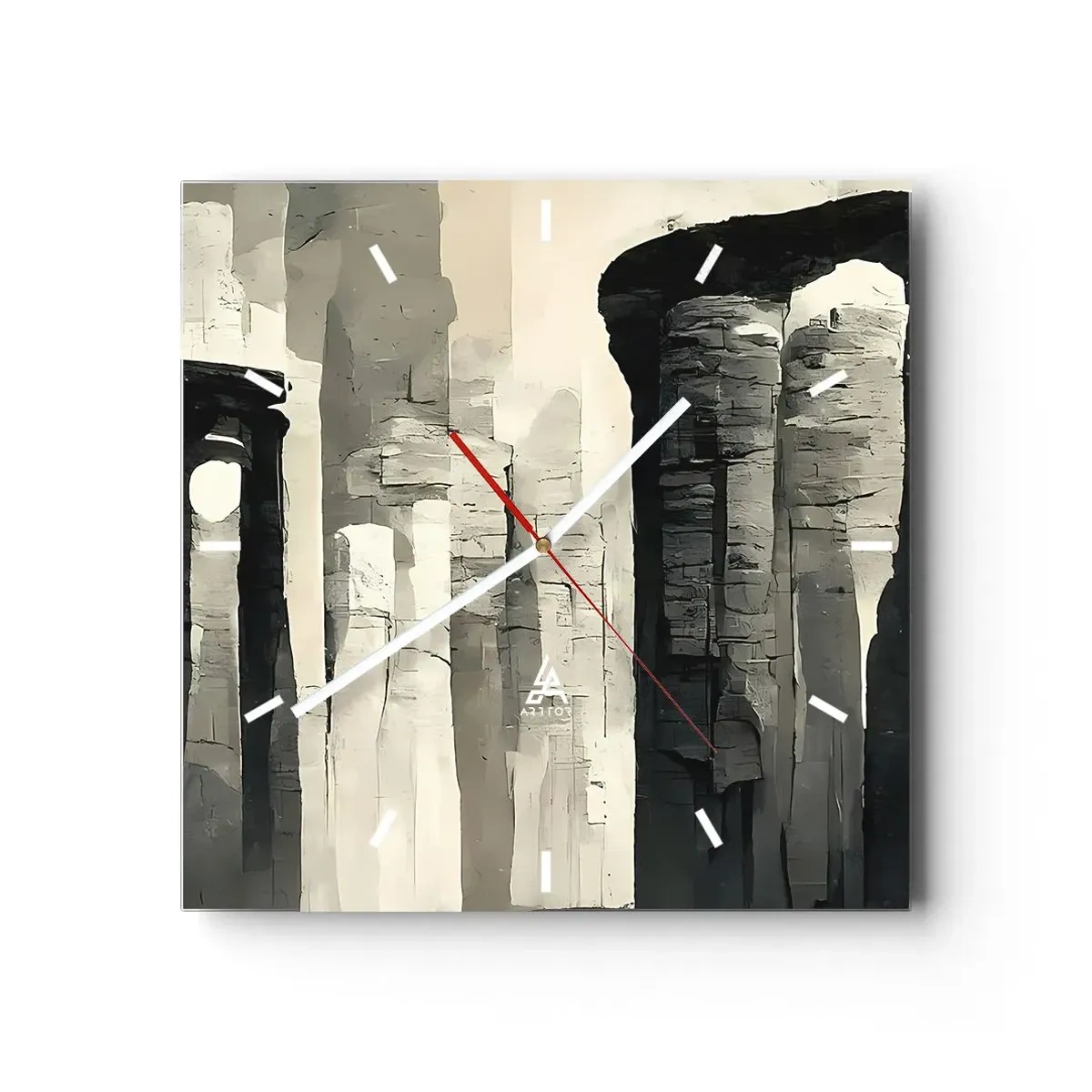 Väggklocka - Klocka på glas - Antikens majestät - 30x30 cm