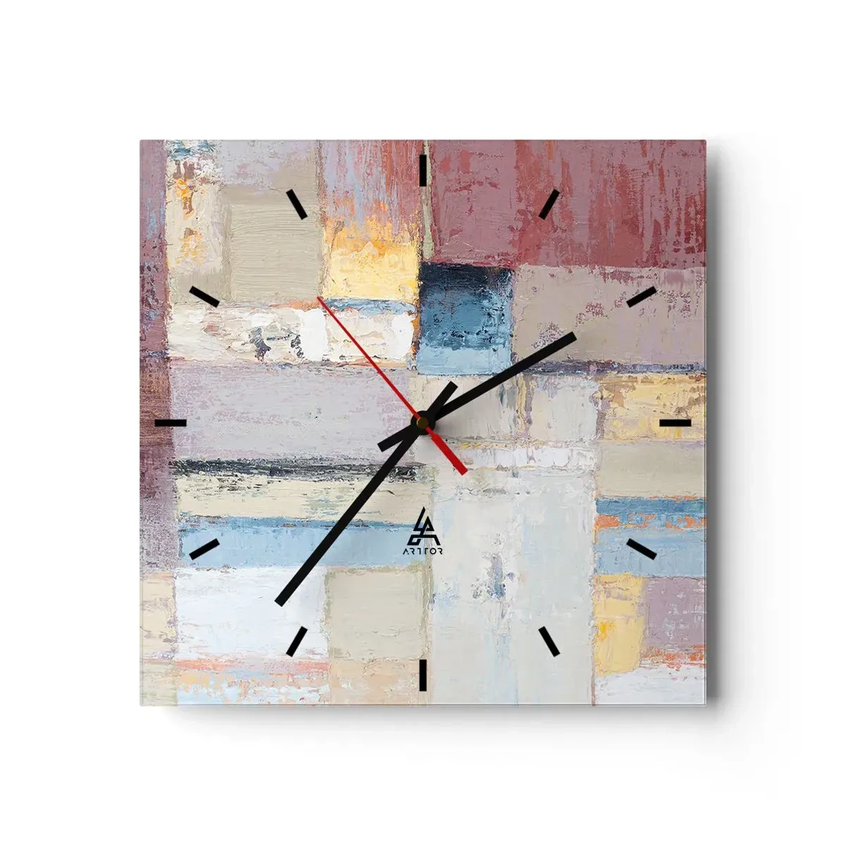 Väggklocka - Klocka på glas - Geometrins lugn - 30x30 cm