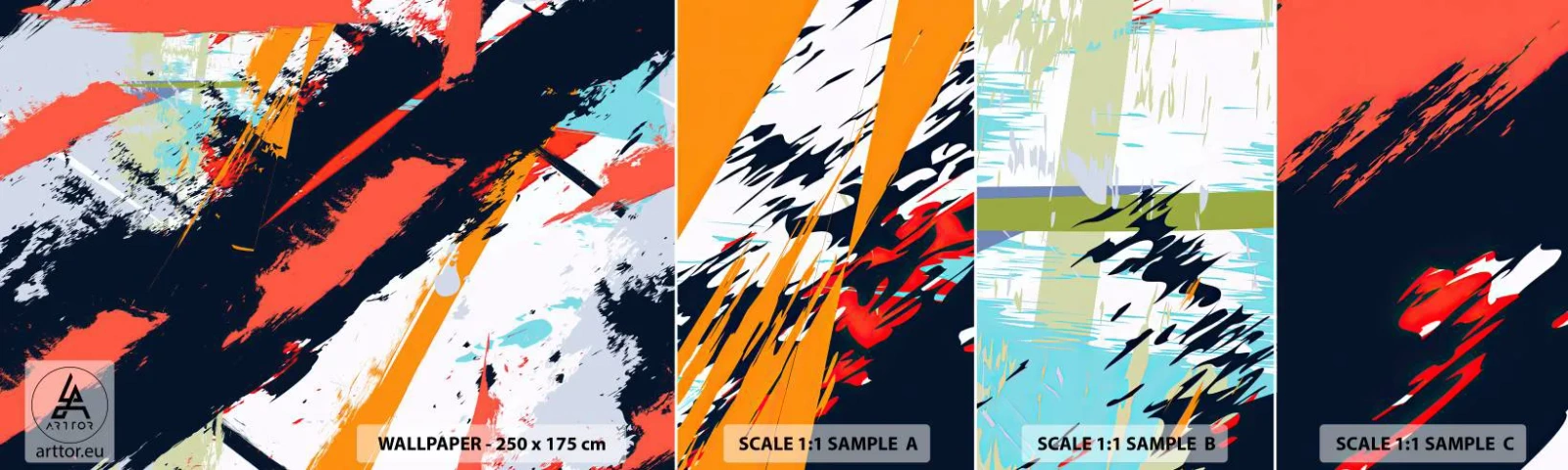 Provbit av självhäftande fototapet Deluxe Sticker - Dynamisk komposition - Abstraktion, Graffiti, Bit - 100x30 cm