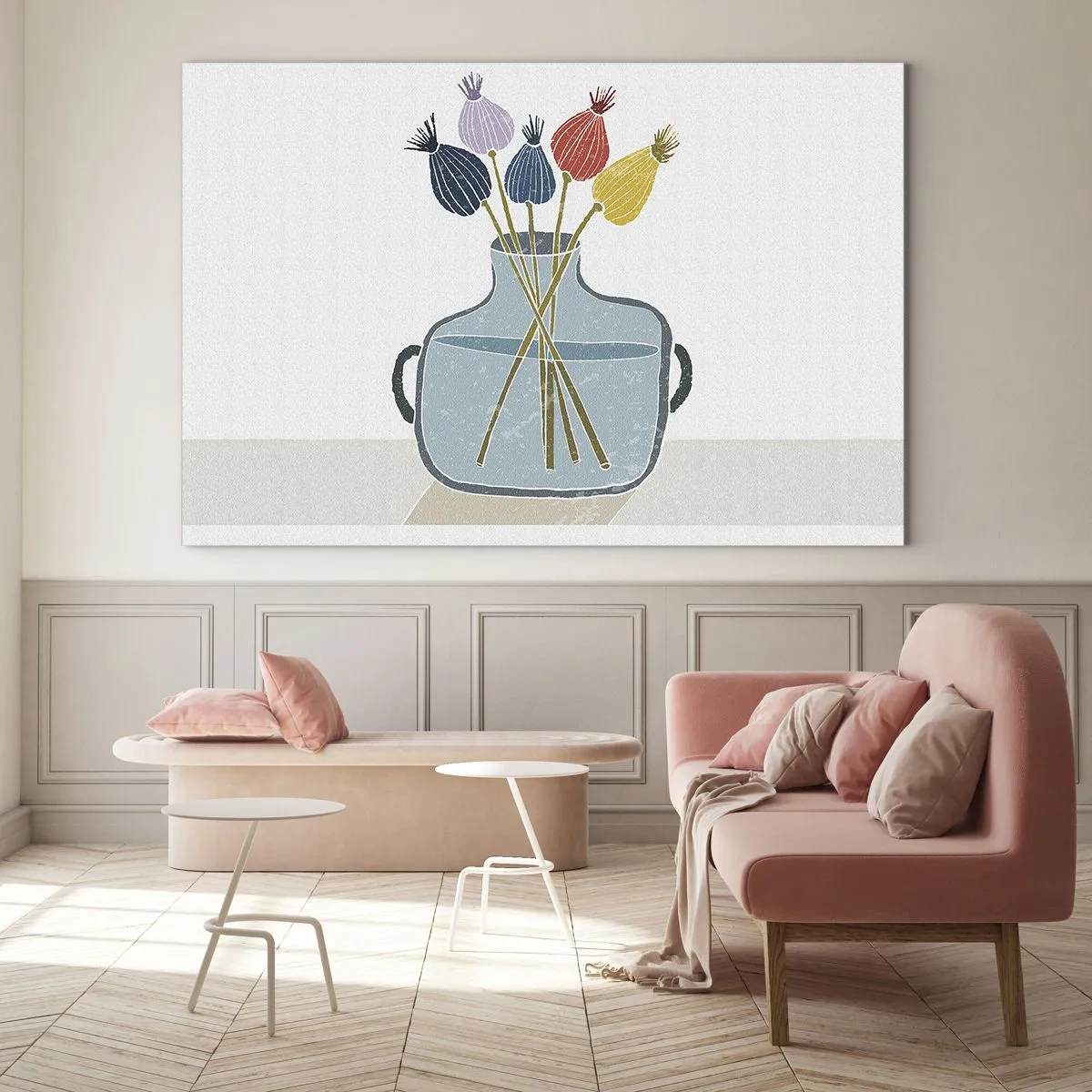 Glastavla - Bild på glas - Vallmovas - 120x80 cm