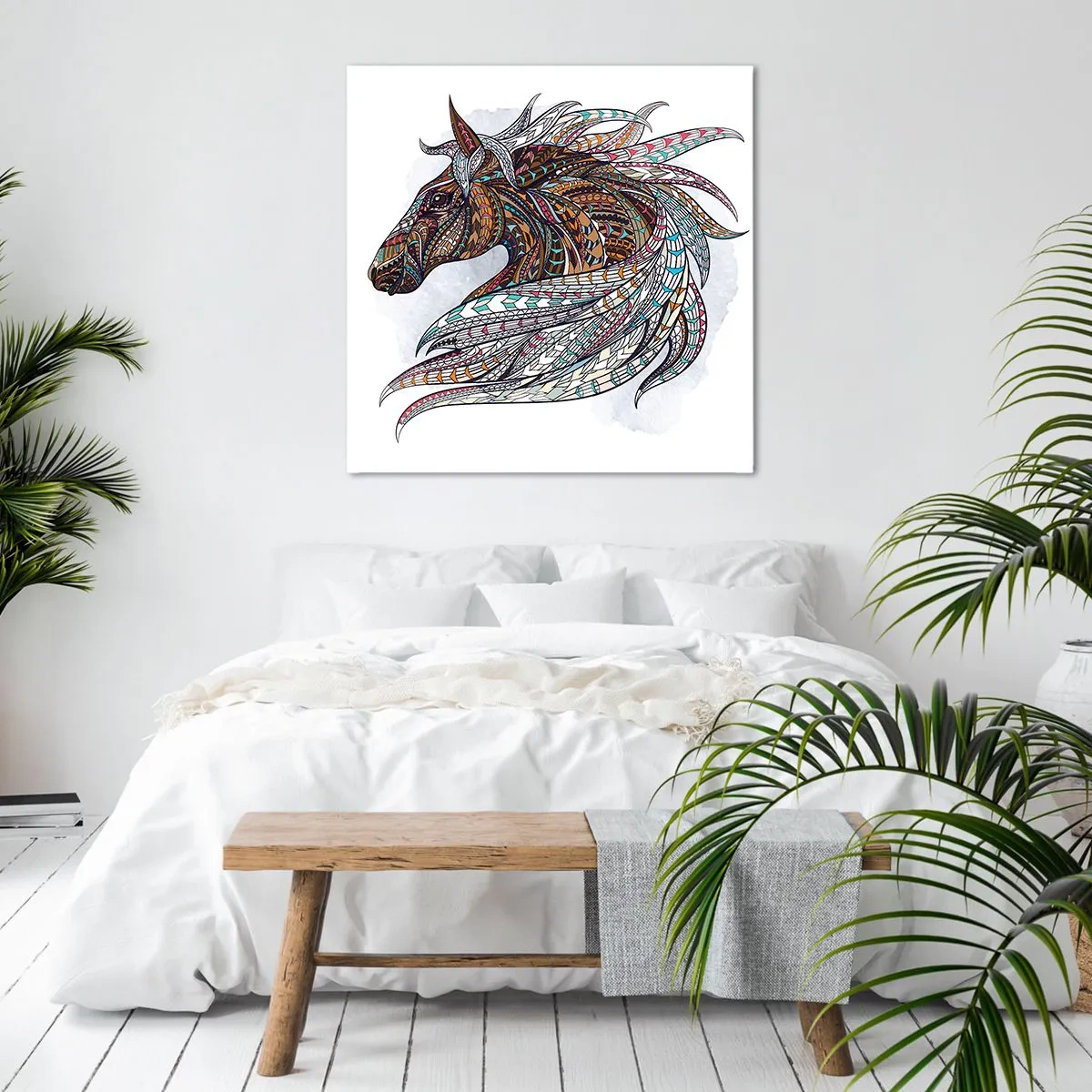 Canvastavla - Bild på duk - Keltiska kämpens häst - 40x40 cm