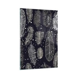 Glastavla - Bild på glas - Fjäderspets - 80x120 cm