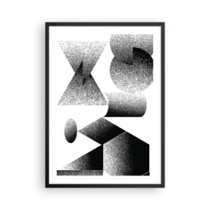 Affisch i svart ram - Abstrakt komposition av geometriska former i svartvitt - 50x70cm - Vinklar och ovaler - Modern väggdekoration för vardagsrum och sovrum ARTTOR