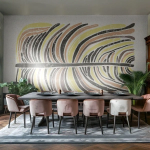 Fototapet Standard Eco - Pulserande abstraktion - Boho, Minimalism, Pastell - 200x140 cm