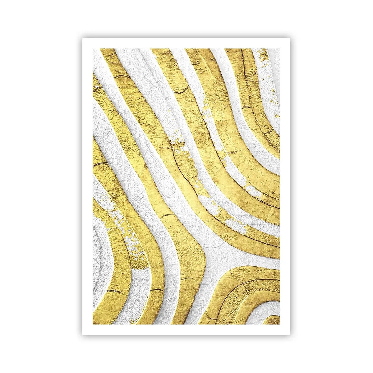 Affisch - Komposition i vitt och guld - 70x100 cm