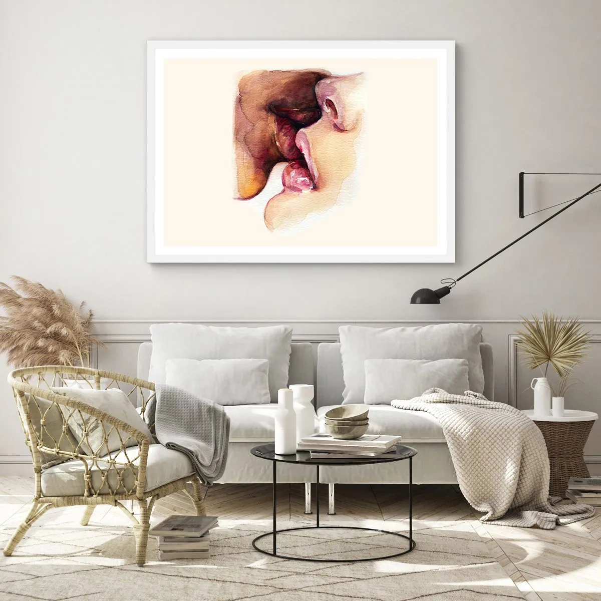 Affisch i vit ram - Som dag och natt, jord och himmel - 100x70 cm