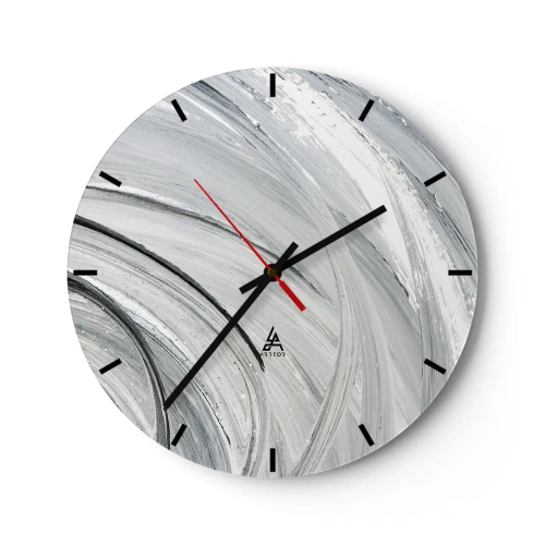 Väggklocka - Klocka på glas - Grå cirklar som liknar omloppsbanan dynamiska rörelse - 30x30cm - Orbital komposition - Modern väggdekoration för vardagsrum, kök och sovrum ARTTOR