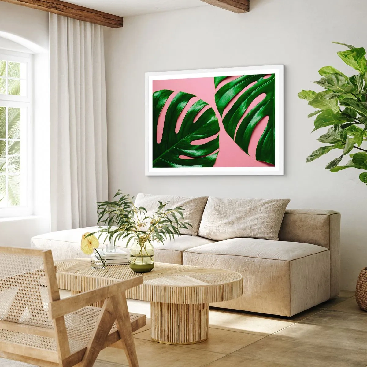 Affisch i vit ram - Grön rendez-vous - 91x61 cm