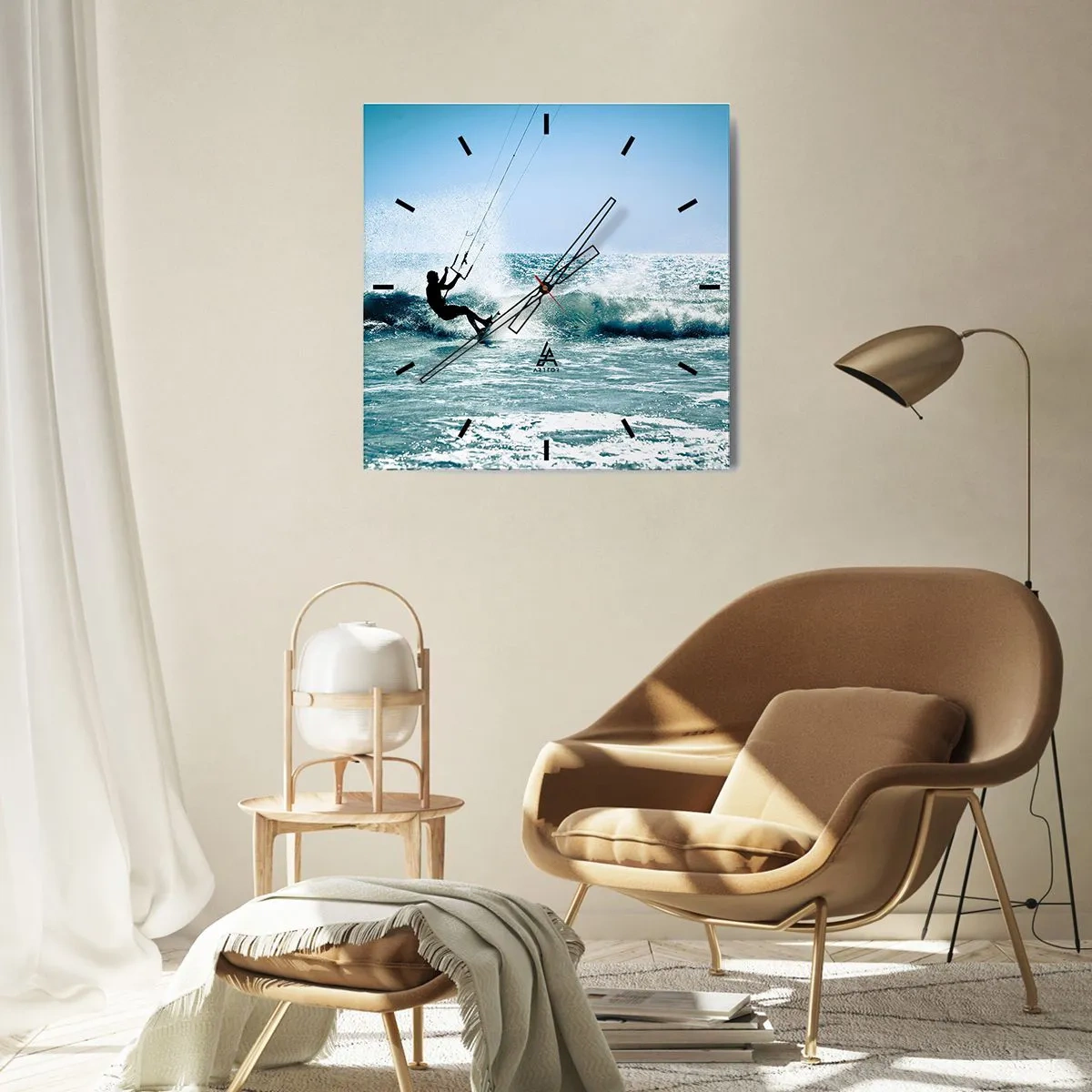 Väggklocka - Klocka på glas - Ge upp för vinden - 40x40 cm