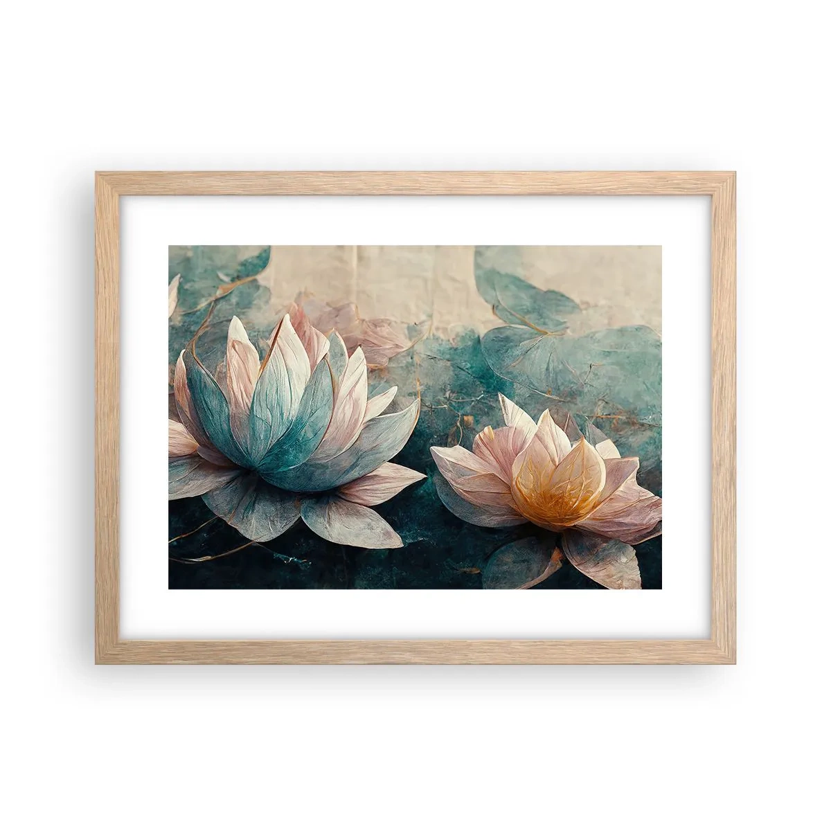 Affisch i ram av ljusek - Stjärnor i en sjö - 40x30 cm