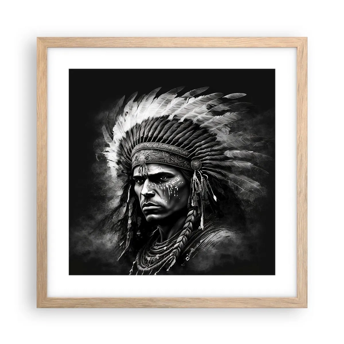 Affisch i ram av ljusek - Hövding och krigare - 40x40 cm
