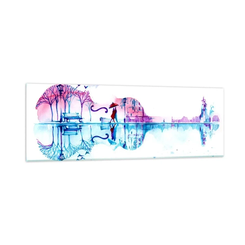 Glastavla - Bild på glas - Regnmusik - 90x30 cm