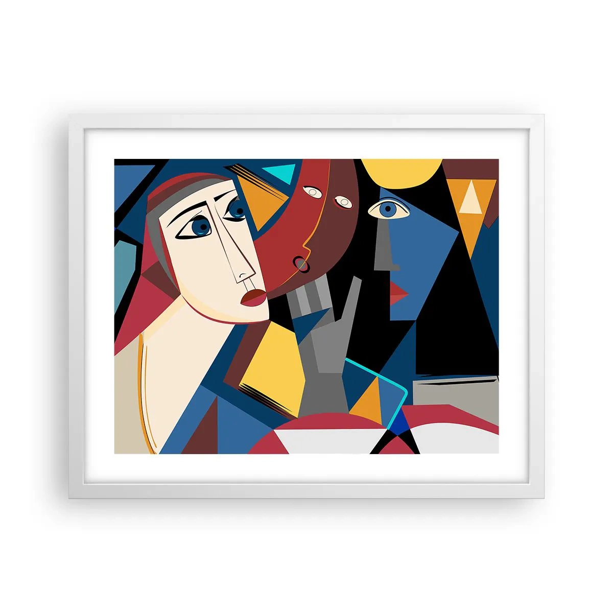 Affisch i vit ram - Kubistiskt samtal - 50x40 cm