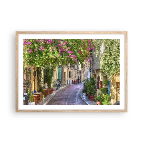 Affisch i ram av ljusek - Blommande gata - 70x50 cm