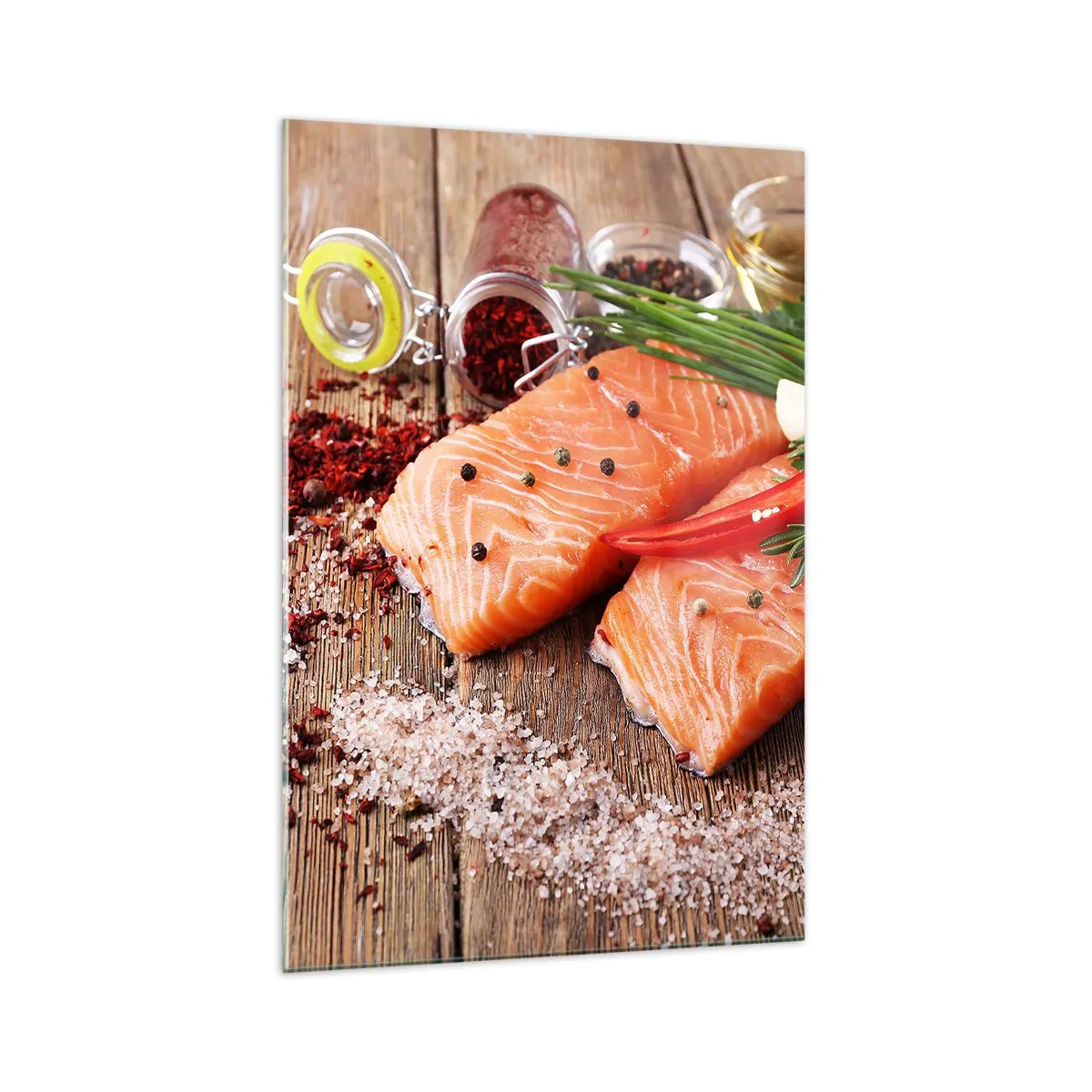 Glastavla - Bild på glas - Norskt äventyr i köket - 70x100 cm