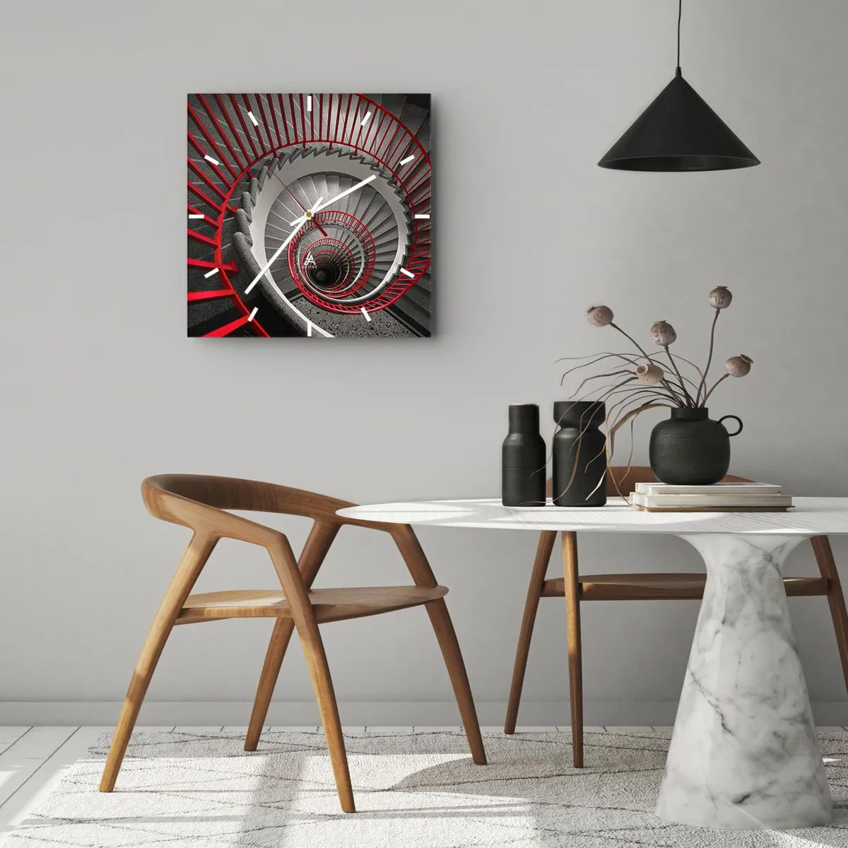 Väggklocka - Klocka på glas - Arkitektoniska spel - 40x40 cm