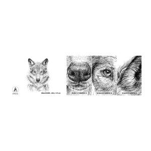 Provbit av självhäftande fototapet Deluxe Sticker - En född ledare - Varg, Skiss, skandinavisk - 100x30 cm