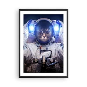 Affisch i svart ram - Astronautkatt i full rymddräkt - 50x70cm - Houston, ni har problem - Modern väggdekoration för vardagsrum och sovrum ARTTOR