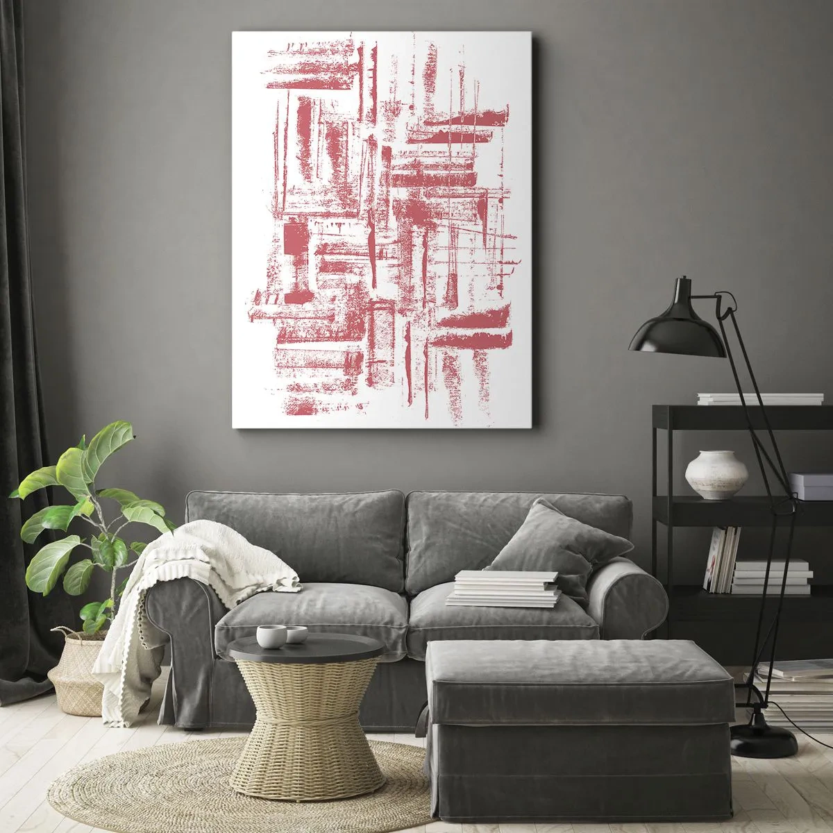 Canvastavla - Bild på duk - Röd stad - 65x120 cm