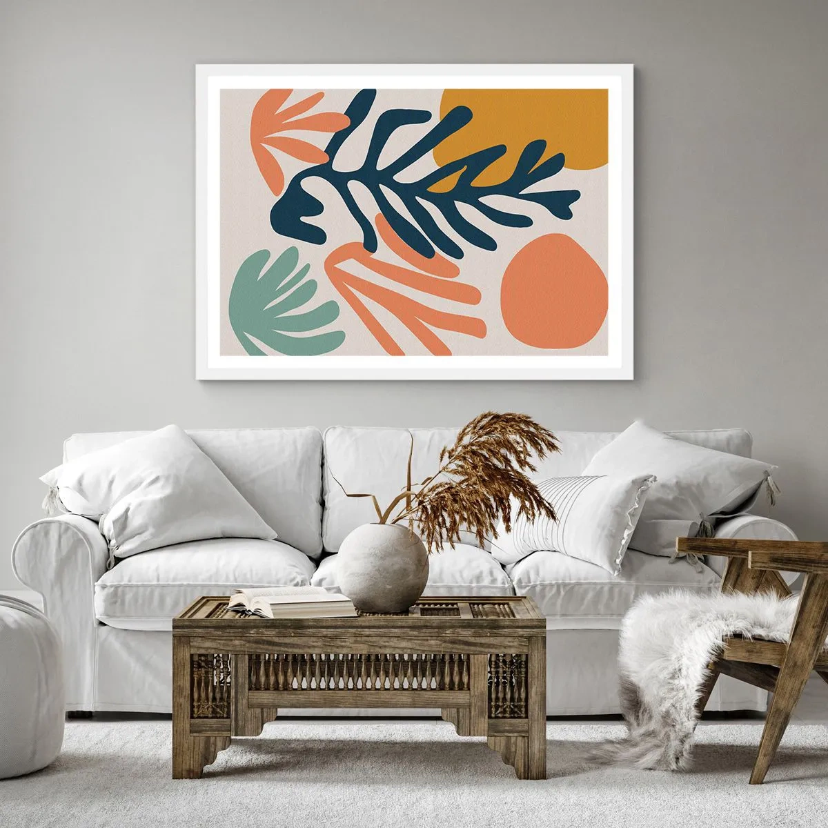 Affisch i vit ram - Korallhav - 40x40 cm