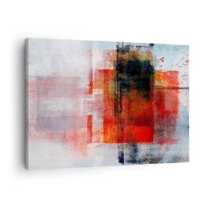 Canvastavla - Bild på duk - Abstrakt geometrisk komposition med röda och orange accenter - 70x50cm - Glödande komposition - Modern väggdekoration för vardagsrum och sovrum ARTTOR
