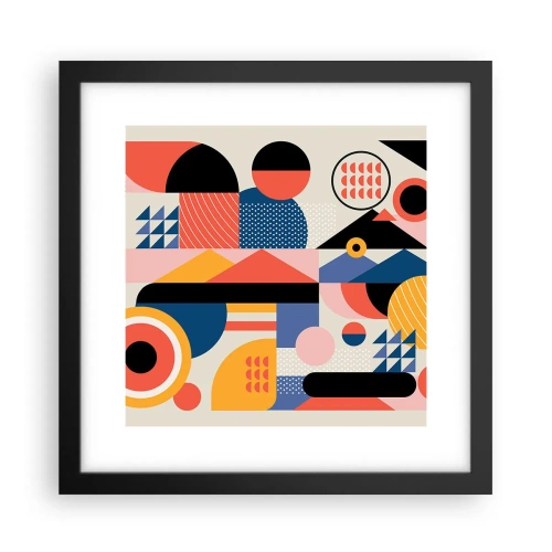 Affisch i svart ram - Komposition: Lek - 30x30 cm
