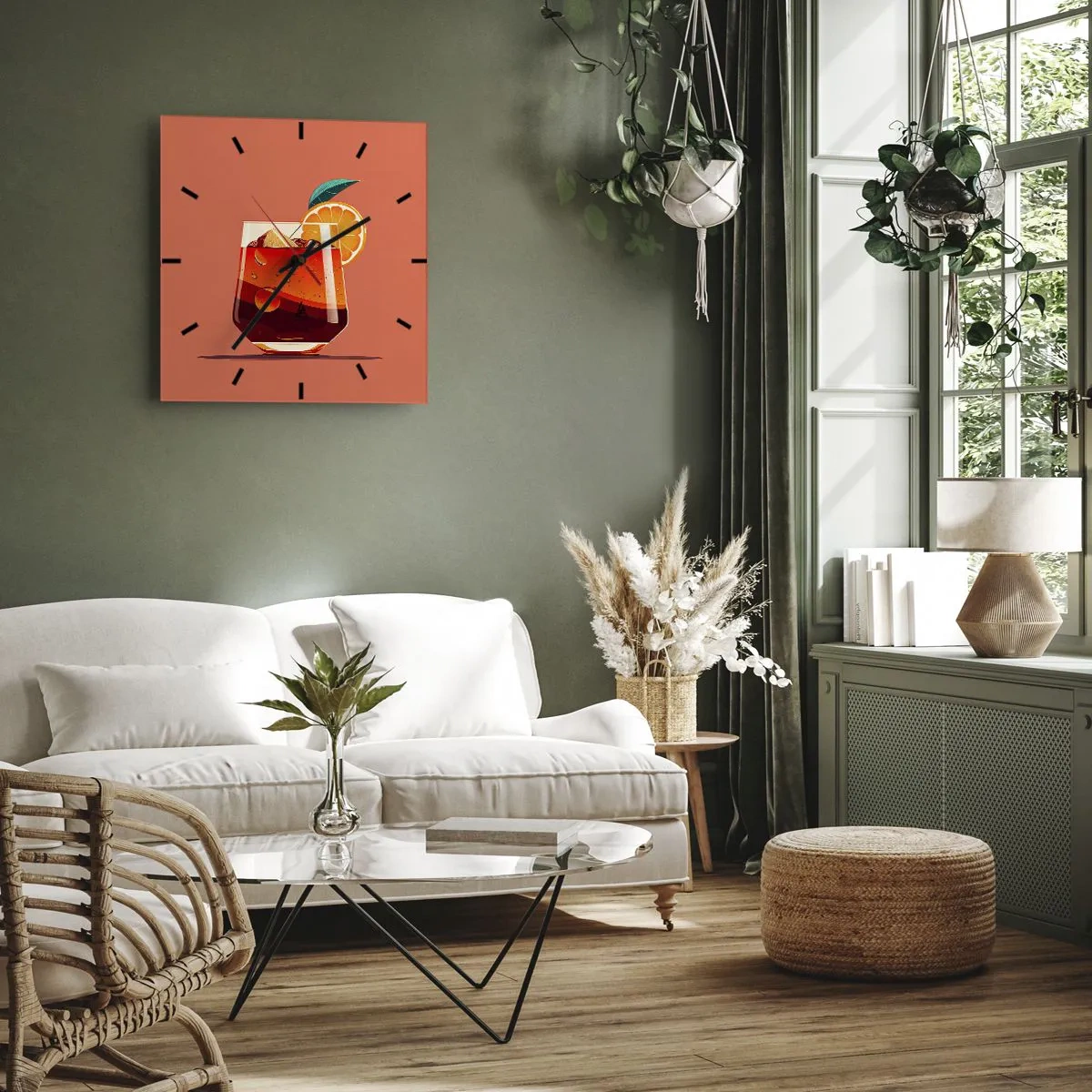 Väggklocka - Klocka på glas - Sommarens förfriskning - 40x40 cm