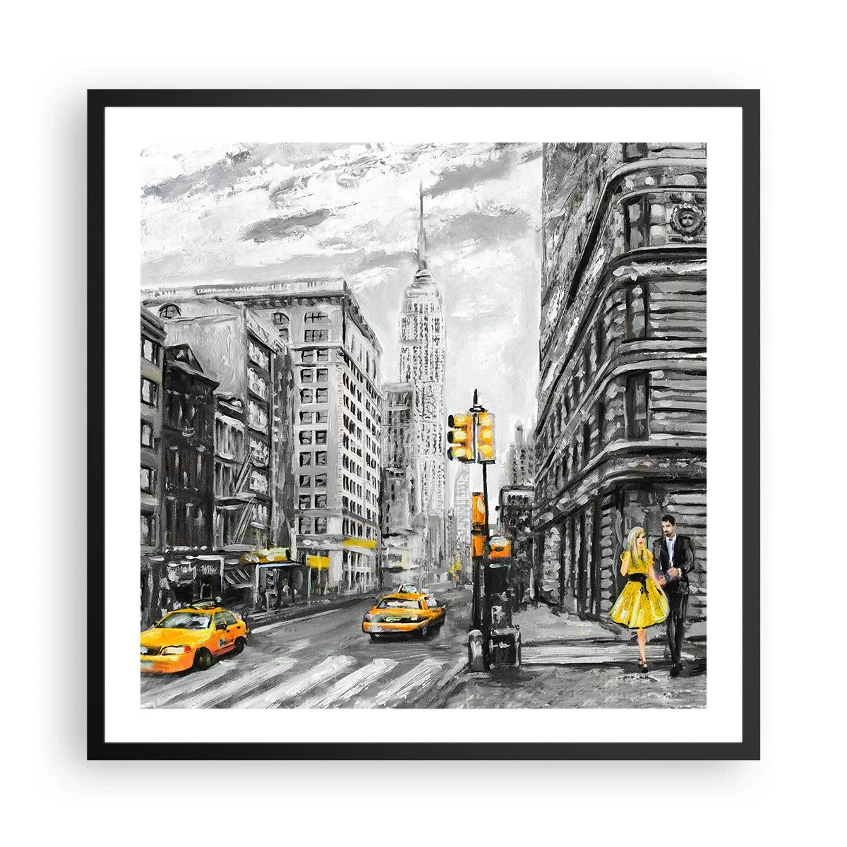 Affisch i svart ram - New York berättelse - 60x60 cm