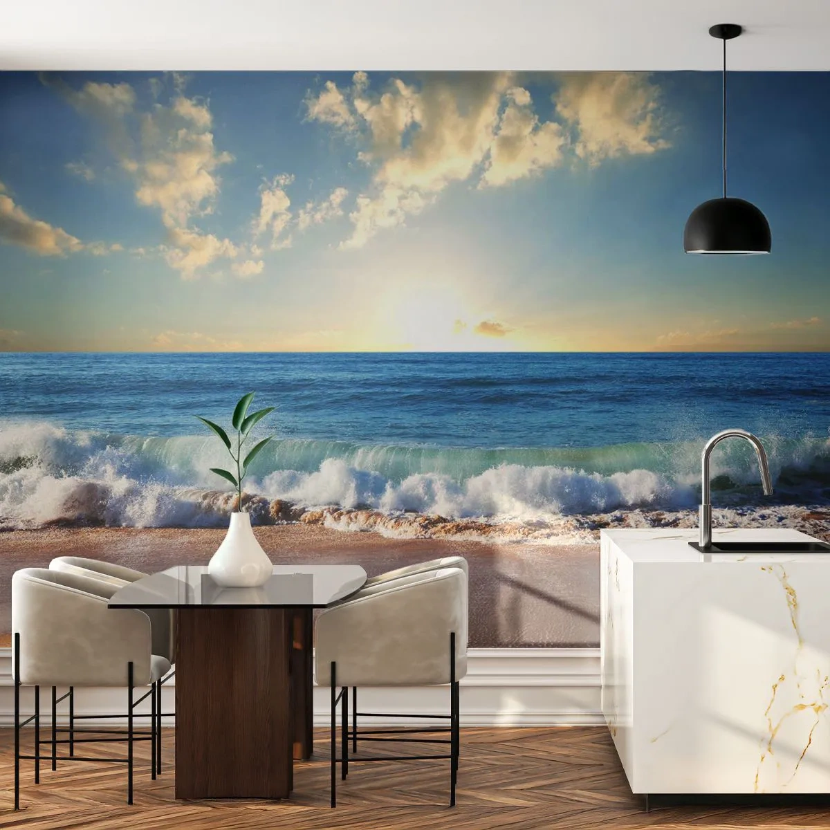 Självhäftande Fototapet Deluxe Sticker - Rörlighet och orörlighet samtidigt - Landskap, Hav, Strand - 250x175 cm