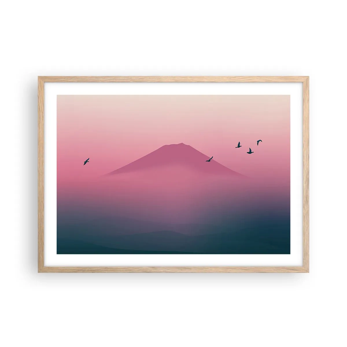 Affisch i ram av ljusek - Vandrare över molnen - 70x50 cm