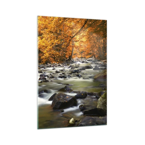 Glastavla - Bild på glas - Bäck i guldskogen - 70x100 cm