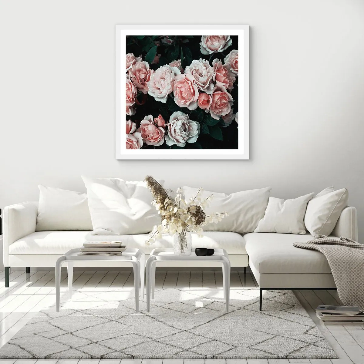 Affisch i vit ram - Rosansamble - 60x60 cm
