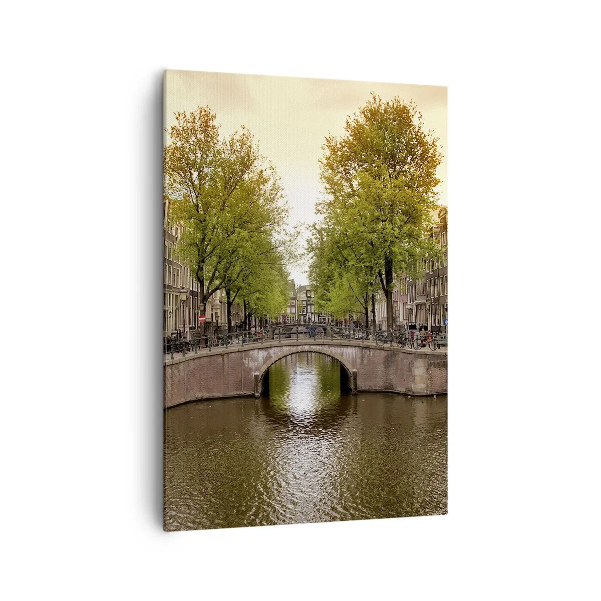 Canvastavla - Bild på duk - Med båt eller cykel? - 70x100 cm