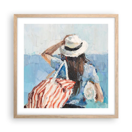 Affisch i ram av ljusek - Välkommen på semester - 50x50 cm