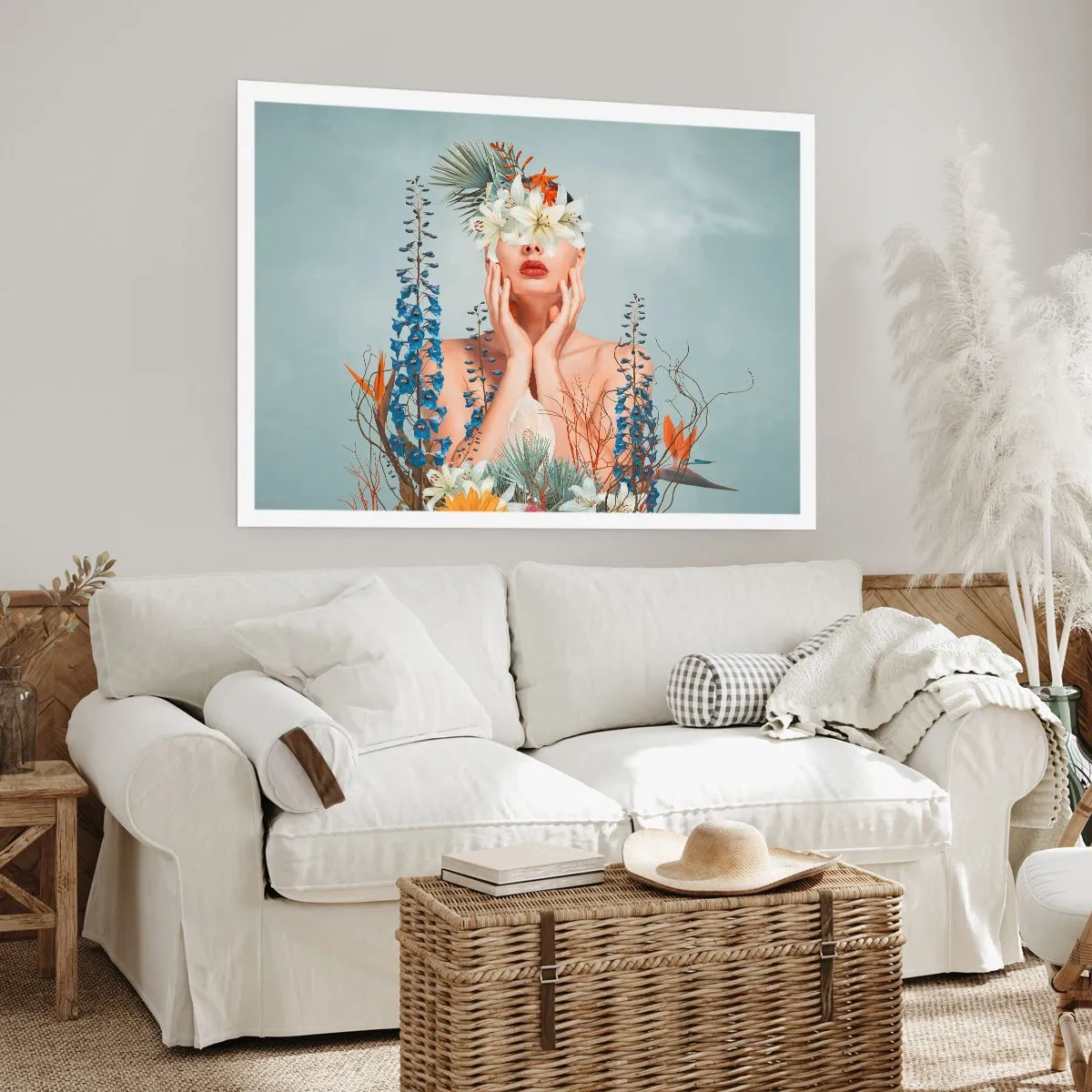 Affisch - Kvinna - blomma - 100x70 cm