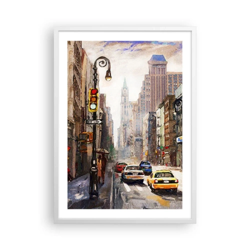 Affisch i vit ram - New York - färgglad också i regnet - 50x70 cm
