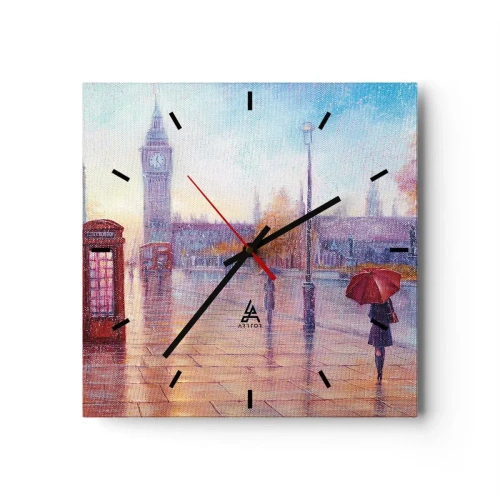 Väggklocka - Klocka på glas - Höstdag i London - 30x30 cm