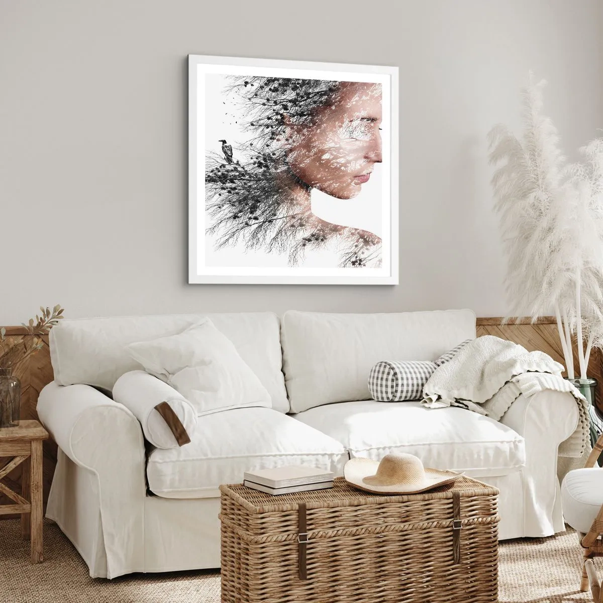 Affisch i vit ram - Skogens ande - 60x60 cm