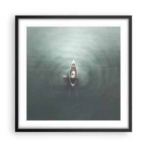Affisch i svart ram - Över en månbelyst sjö - 50x50 cm