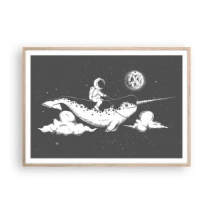 Affisch i ram av ljusek - Rymdryttare - 100x70 cm
