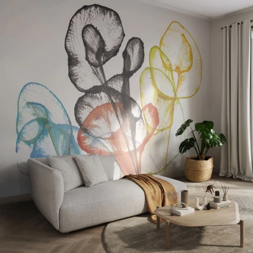 Fototapet Premium Sand - Blommor med själ - Blommor, Abstraktion, Grafik - 100x70 cm