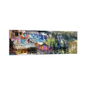 Glastavla - Bild på glas - Collage med minnen - 160x50 cm