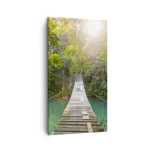 Canvastavla - Bild på duk - Vid azurblått vatten till azurblå skog - 45x80 cm