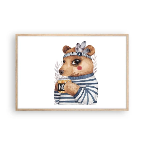 Affisch i ram av ljusek - Söt björnfru - 91x61 cm