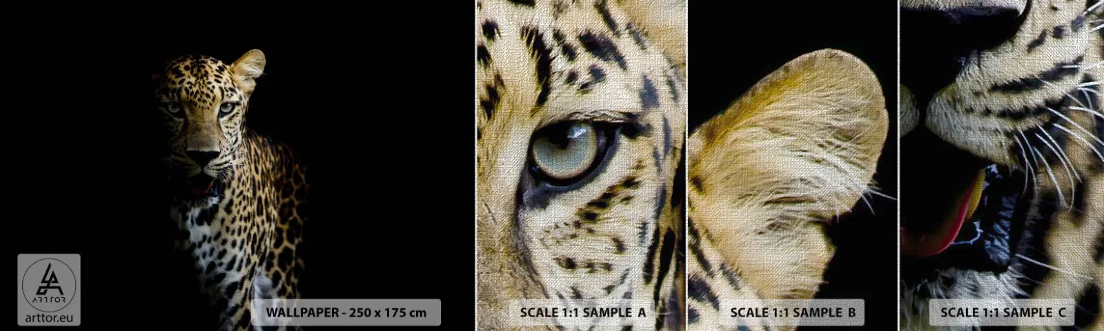 Provbit av fototapet Premium Canvas - Mörk skönhet - Djur, leopard, Vild katt - 100x30 cm