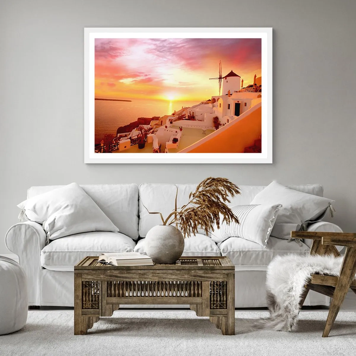 Affisch i vit ram - Smälta sig in i vitt och guld - 40x40 cm